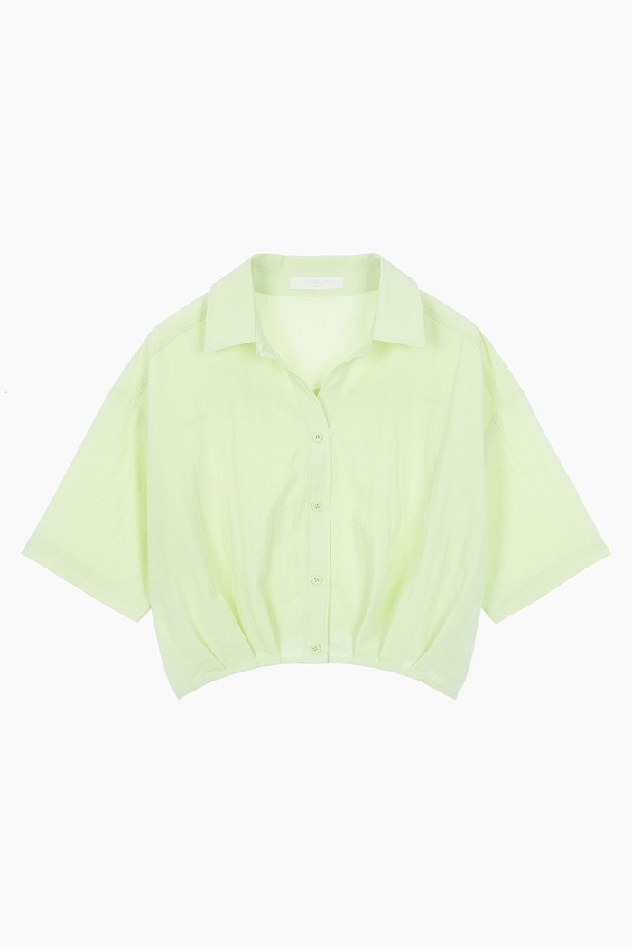 Crop Shirring Blouse_Green